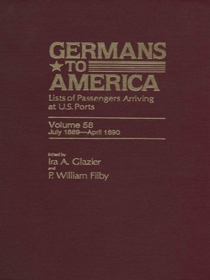 cover image of Germans to America, Volume 58 July 1, 1889-Apr. 30, 1890